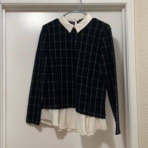 Loft windowpane sweater size M NWT